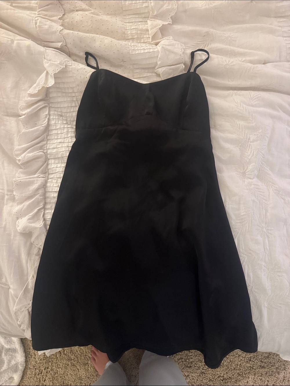 Urban Outfitters Black Satin Spaghetti Strap Mini Dress